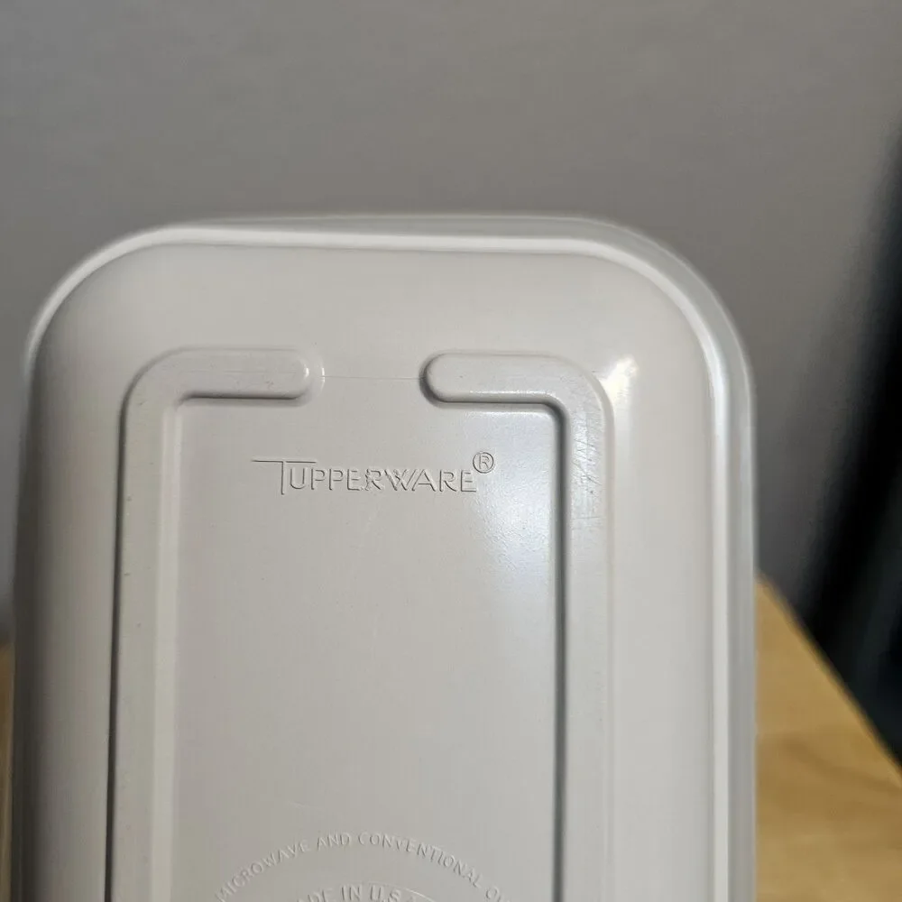 Vintage Tupperware Rectangular Storage Container w/Lid Almond Microwave USA